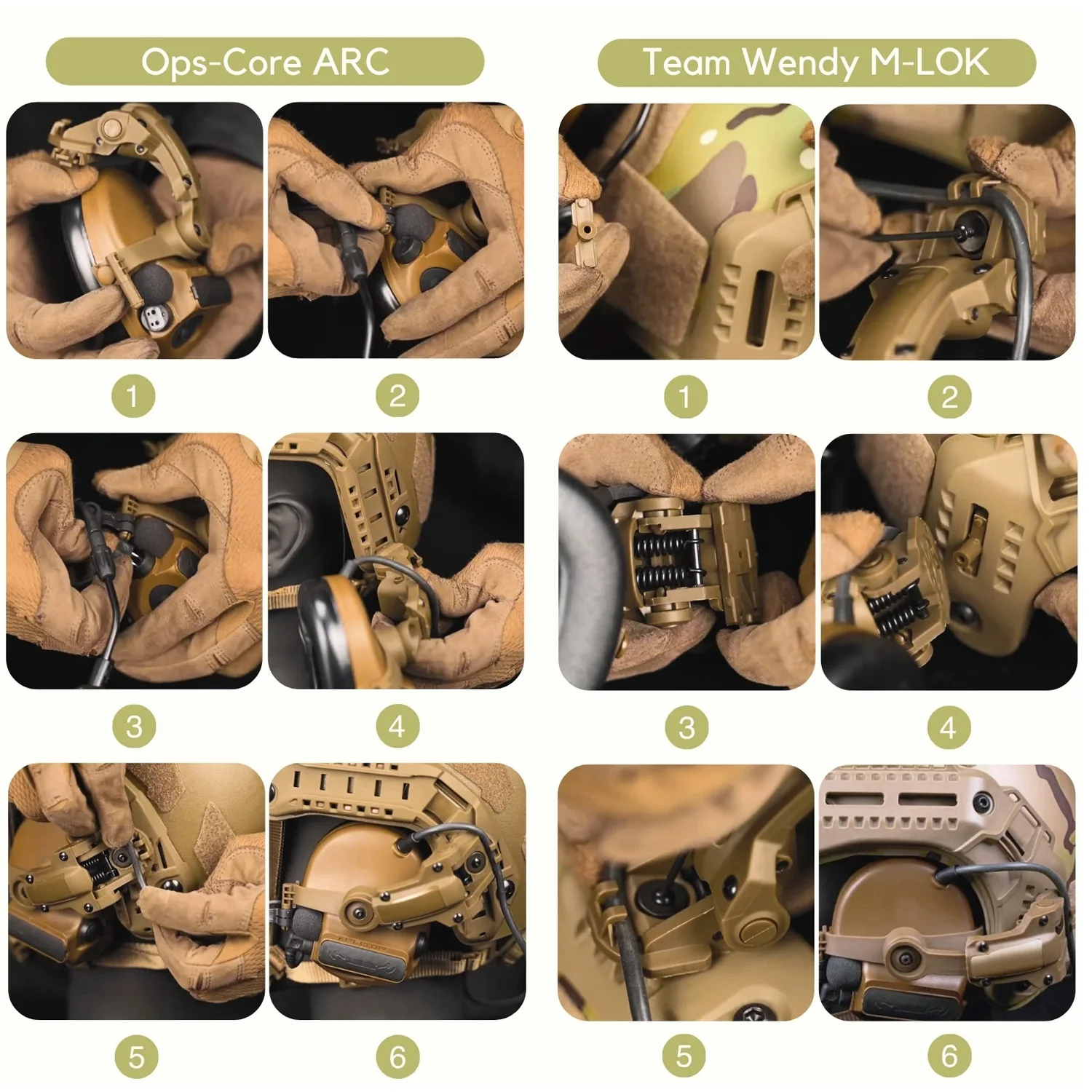 Tactical Headset Bracket Fast Ops Core Helmet ARC Rail Adapter Set  fit for Comtac II Series Noise Cancelling Headset