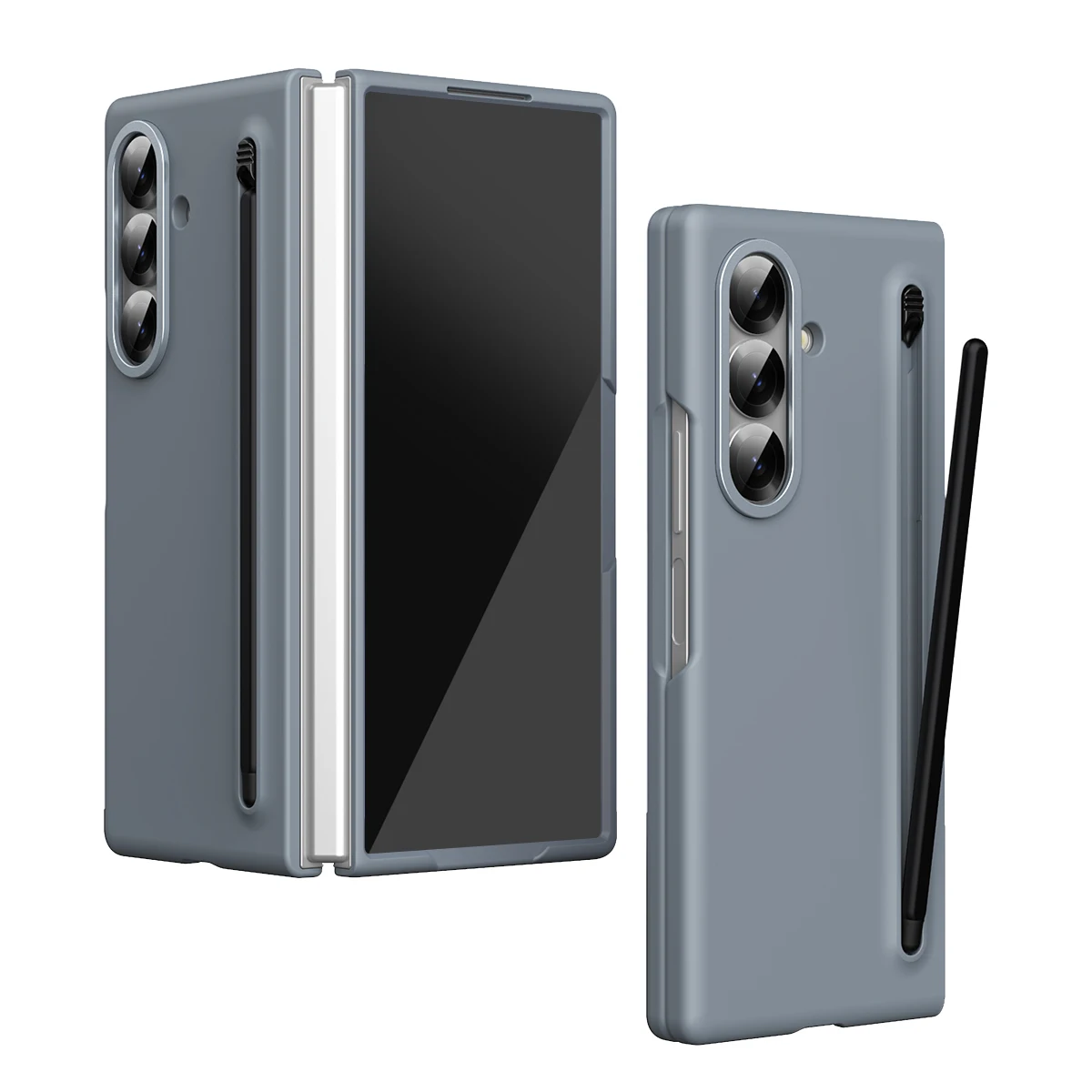 Para Samsung Galaxy Z Fold 7 6 5 4 3 funda Color piel agradable mate lápiz elástico opcional con película templada cubierta dura a prueba de golpes