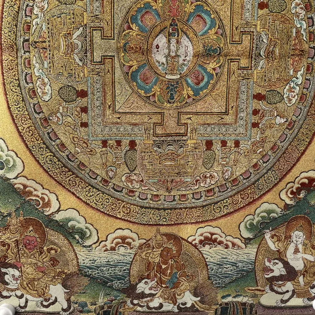 Tibetan Temple Collection Thangka silk Embroidery brocade Mandala Buddha Wheel 1000 arm Guanyin Buddha Thangka