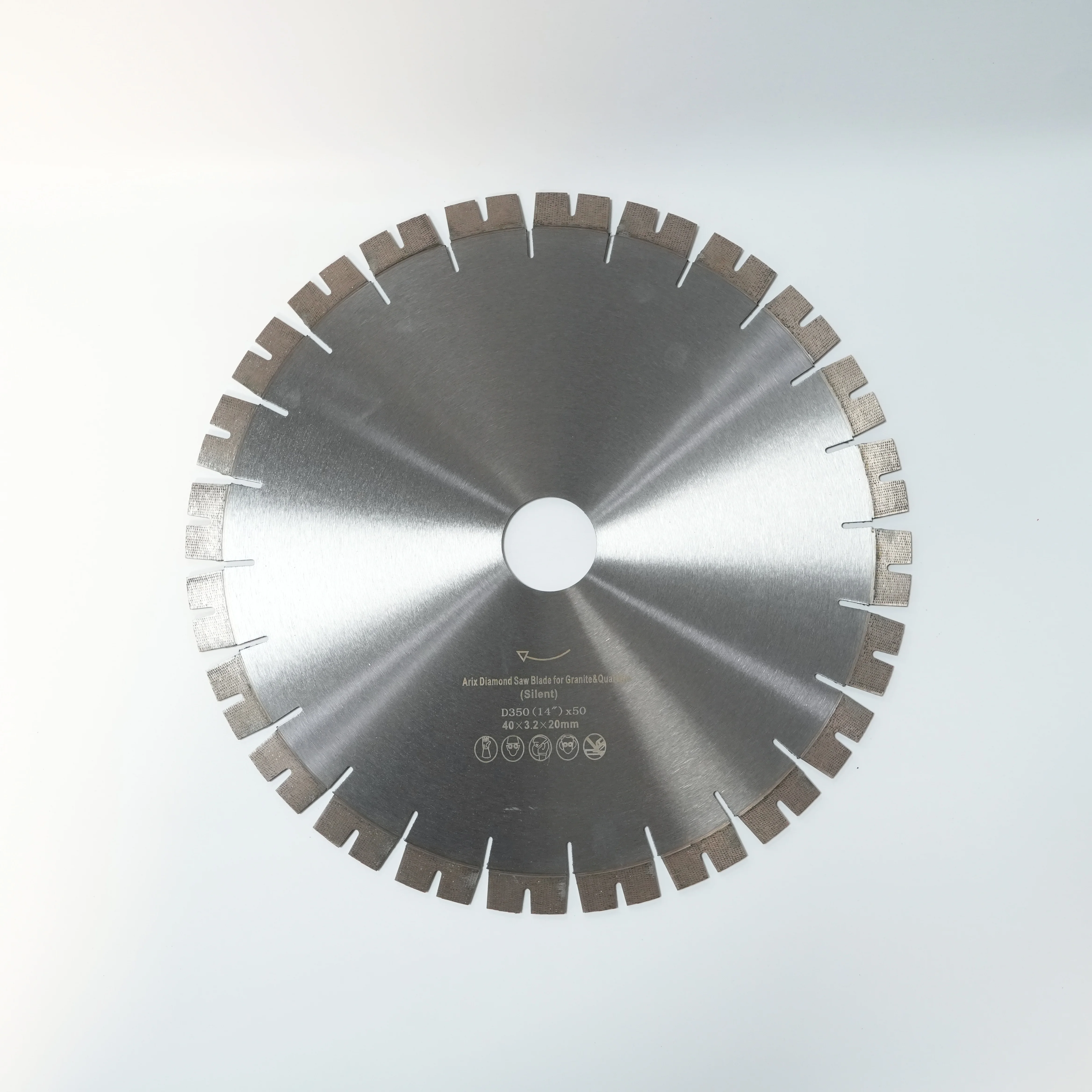 

Industrial Grade 400mm Arix Diamond Saw Blade High Frequency Welded for Quartzite Granite Cutting Arix Silent