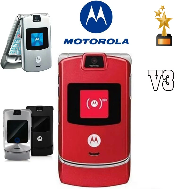 Original Unlocked Flip Button Bluetooth Mobile Phone RAZR V3 Motorola Dual Display Advanced Fast Call GSM 850/900/1800/1900