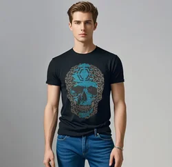 Plein ali Men's T-Shirt Summer Classical Colorful Skulls Pattern Pullover Fashion Luxury Brand High Quality T-shirt