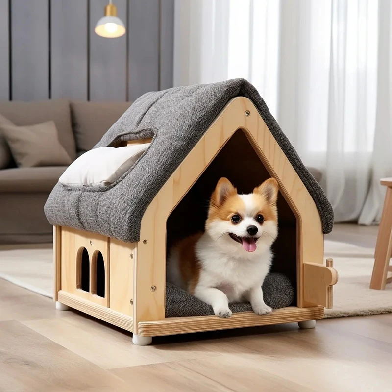 Luxury Indoor Modern Cat and Dog House Customizable Wooden Furniture with Button Closure Sustainable