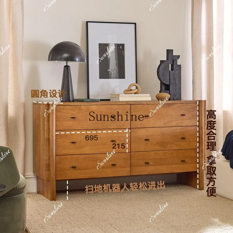 

Medieval solid wood bedroom storage retro drawer cabinet living room multi-function FT