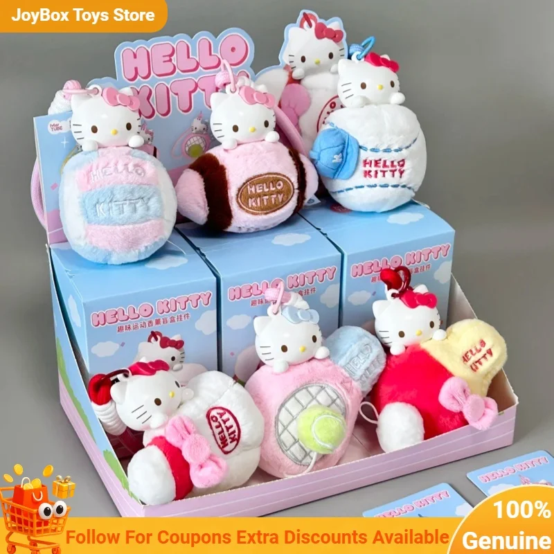 Genuine HelloKitty Sports Fun Aromatherapy Series Blind Box Cute Plush Car Charm Bag Pendant Kawaii Collectible Anime Figure Toy