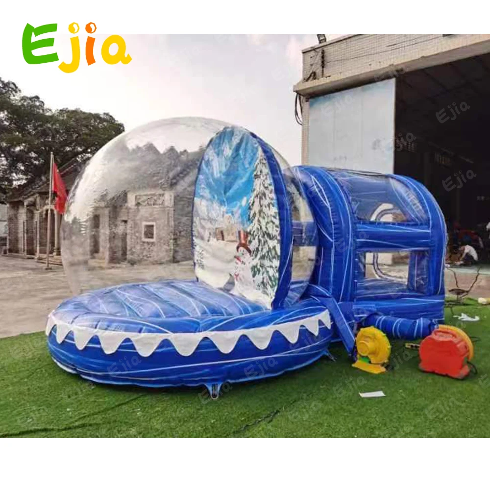 Christmas Decoration Inflatable Snow Globe Transparent Bubble Ten With Printed Background Blower  Bounce House  For  Outdoor