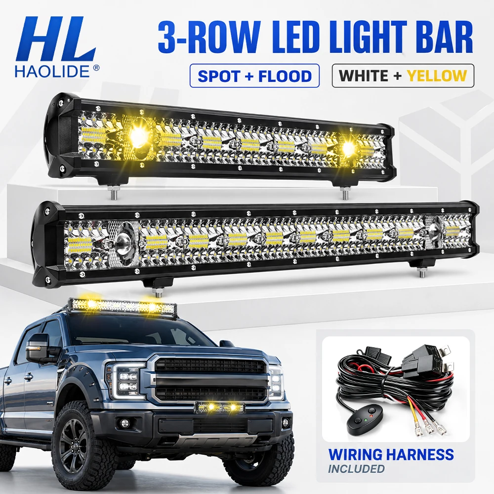 HL 10/13/32 Light Bar Amber White LED off-road use With Wiring Harness IP68 Driving Work Lamp For Toyota Hilux 4x4 SUV ATV UTV