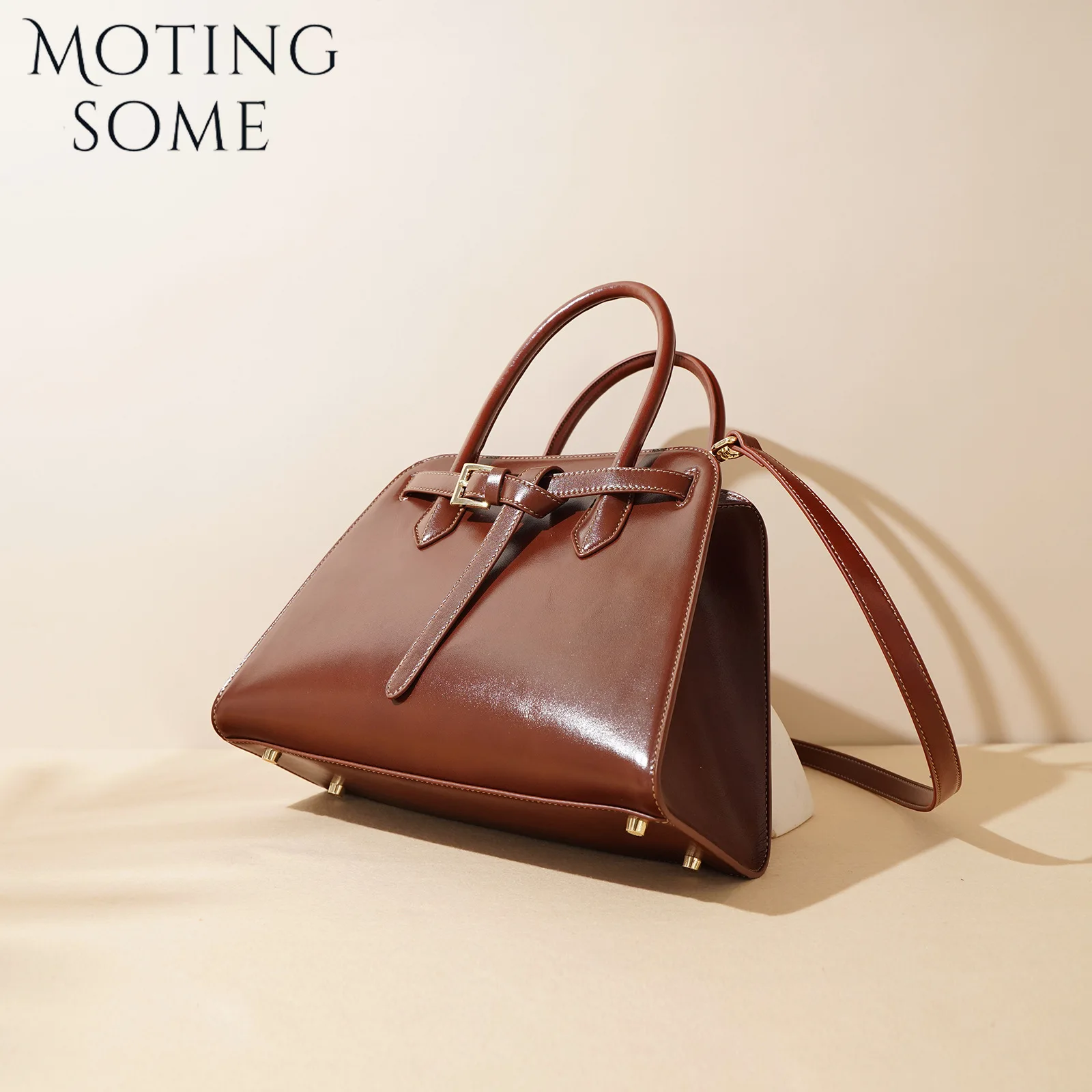 Motingsome Women Shoulder Handbag Luxury Frist Layer Cow Leather Satchel Elegant Lady Crossbody Messenger Bags Casual Tote 2024