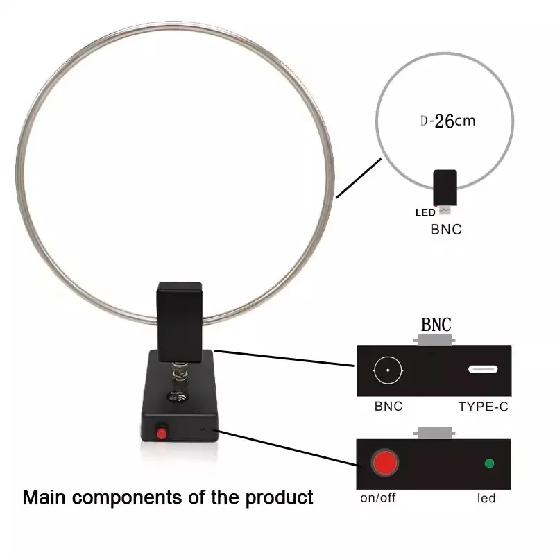 GA800 Active Loop Antenna 10KHz-159MHz HF Short Wave Small Loop Antenna for Radio Receiver Indoor Use Tescun Malahiteam SDR