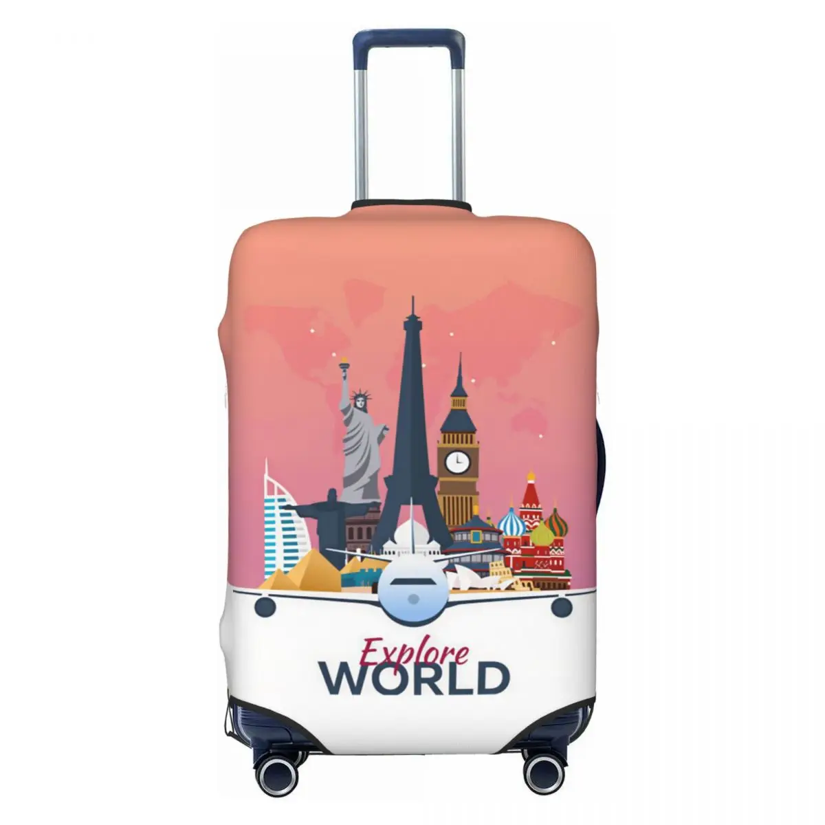 Travel Around The World Suitcase Cover Vacation Fun Luggage Accesories Cruise Trip Protector