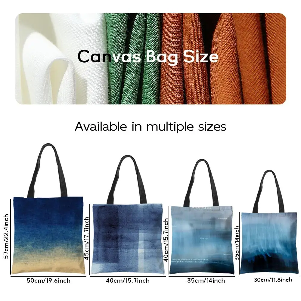 Vintage Film Abstract Blue Background Storage Bags Shopping Grocery Reusable School Girl Gift Tote Bag for Women Aesthetic