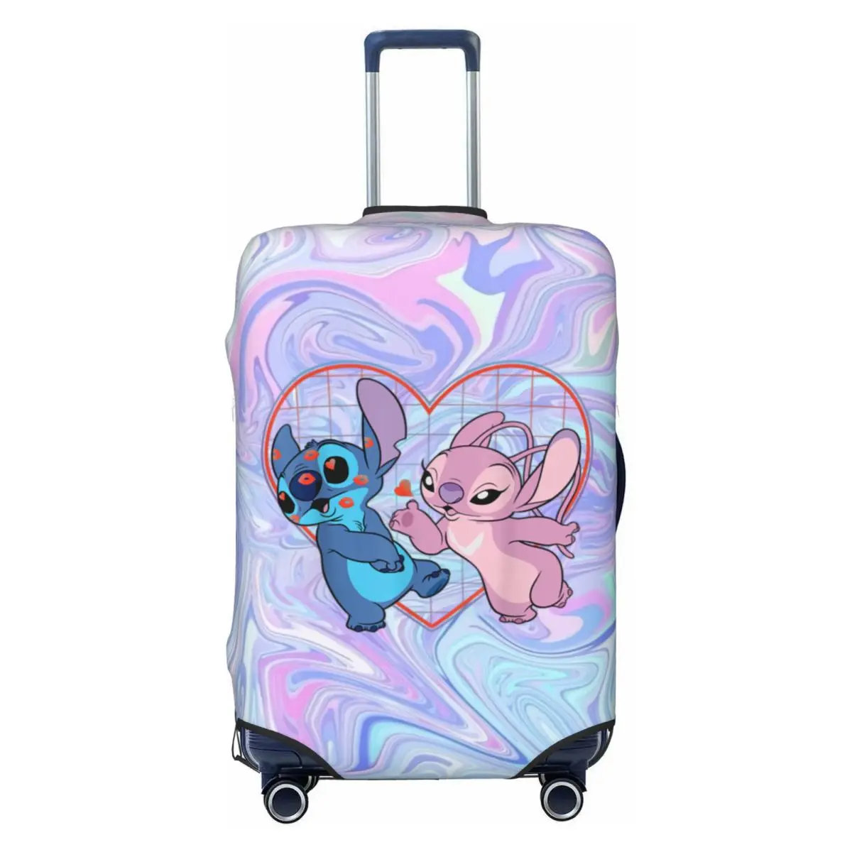 

Stitch Angel Heart Kisses Travel Luggage Cover Elastic Cute Monster Suitcase Cover Protector Fit 18-32 Inch