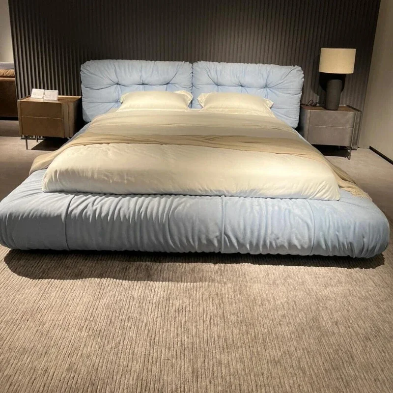 

Italian Backrest Modern Bed Double Luxury Designer Cloud Adults Loft Beds Bedroom Hotel Floor Cama De Casal Home Furniture