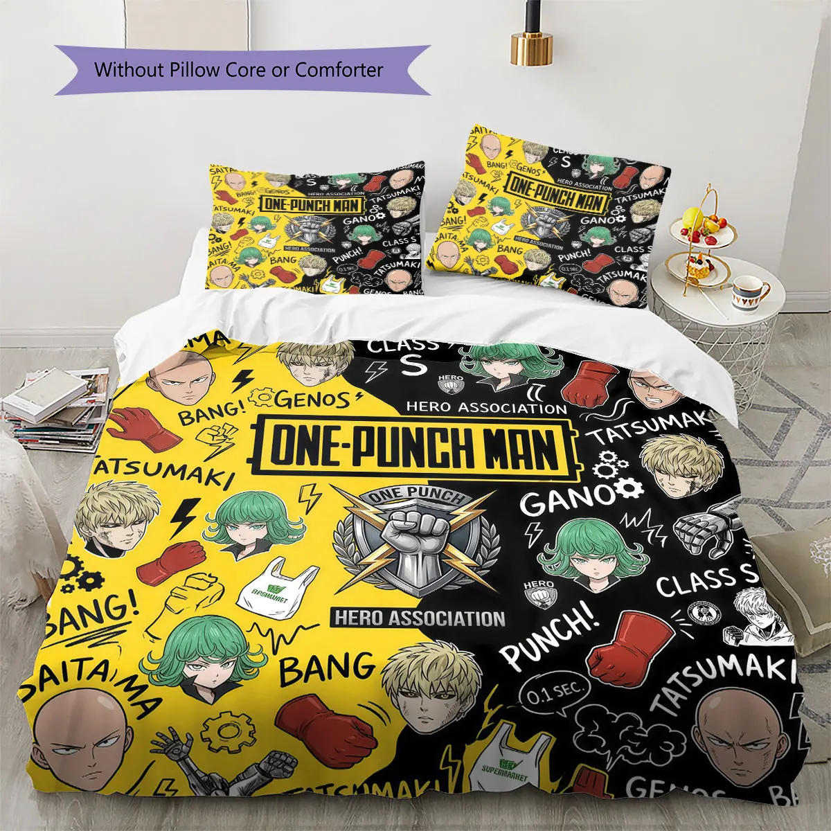 One-Punch Man Soft Duvet Cover Kid's Bedding Set,Extra Large Size Halloween Gifts Various Sizes Available -HE212