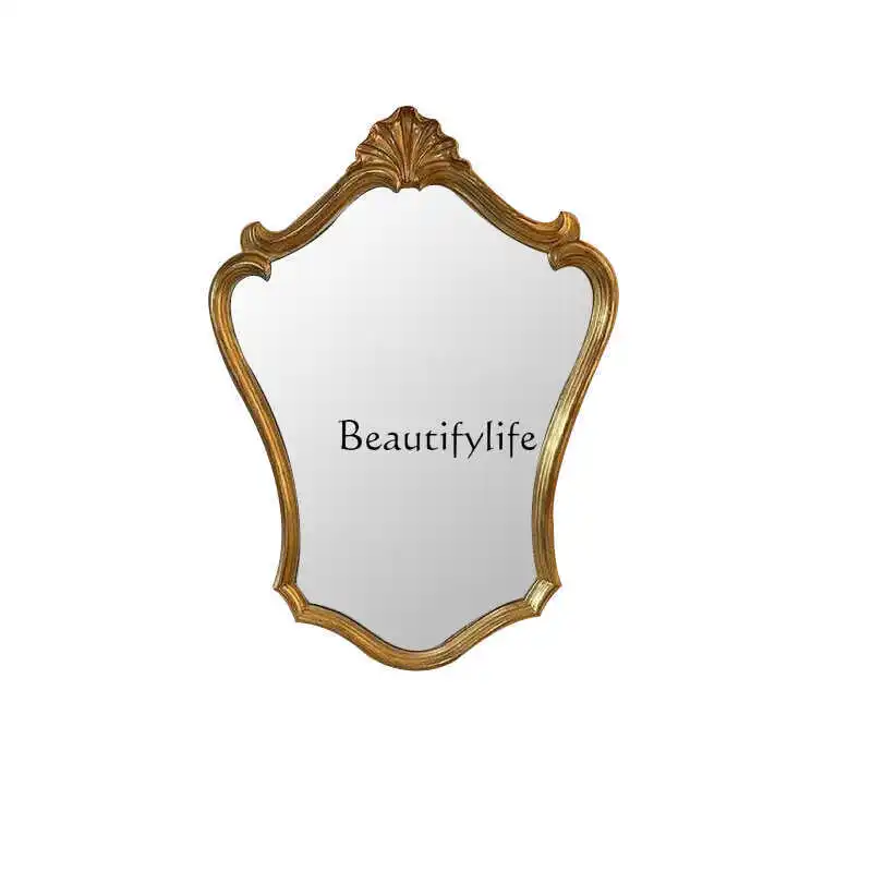 

French decorative mirror bedroom wall-mounted makeup mirror porch fireplace carved mirror
