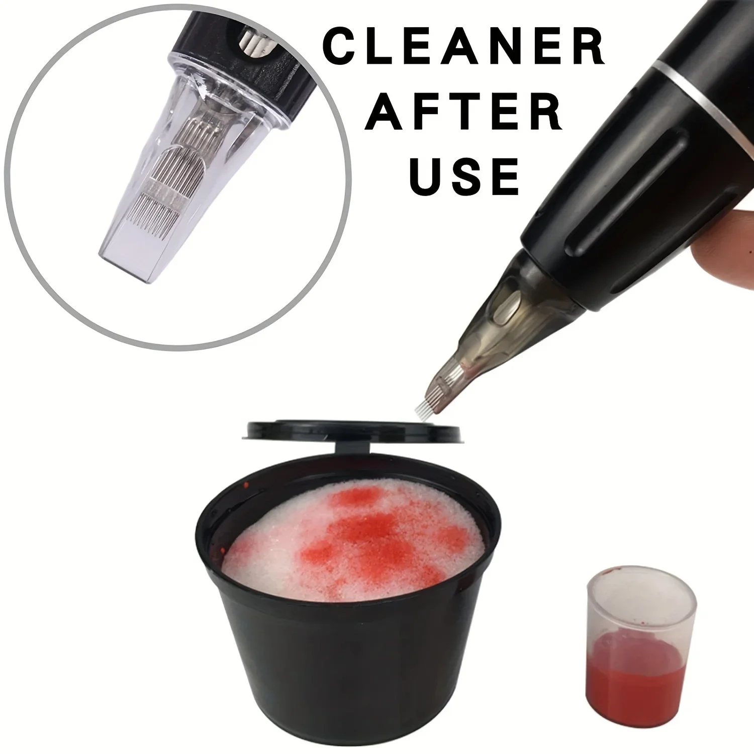 3pcs Tattoo Dip Foam Leak-Proof Rinse Cup, Better than Water for Blending, Rinsing, Diluting or Drying Ink, Professional Cleani