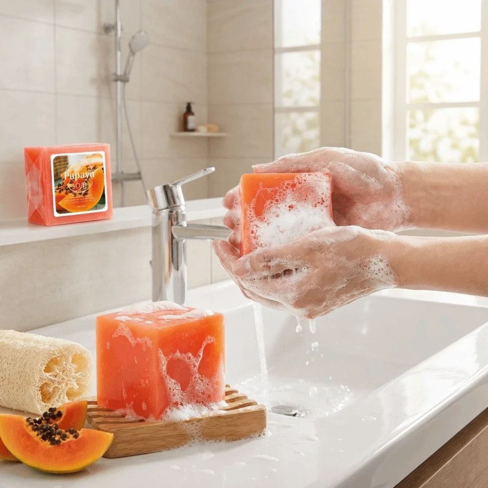 Vitamin C Papaya Extract Soap Deep Cleansing Nourishing Nourishing Handmade Soap Gently Moisturizing Essential Oil Soap Unisex