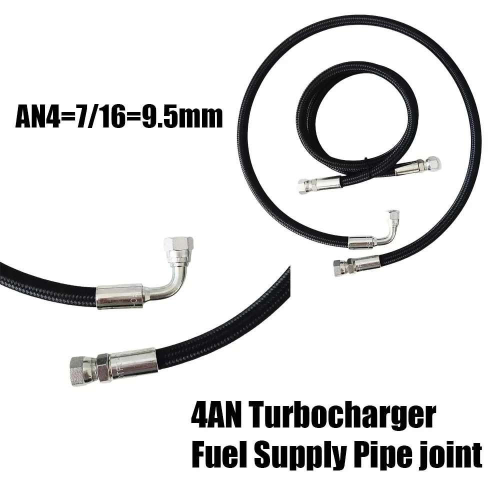 

4AN PTFE Stainless Steel Braided Turbine Oil Feed Pipe Line Pressure Stainless Remote Turbocharger Sensor Teflon Hose