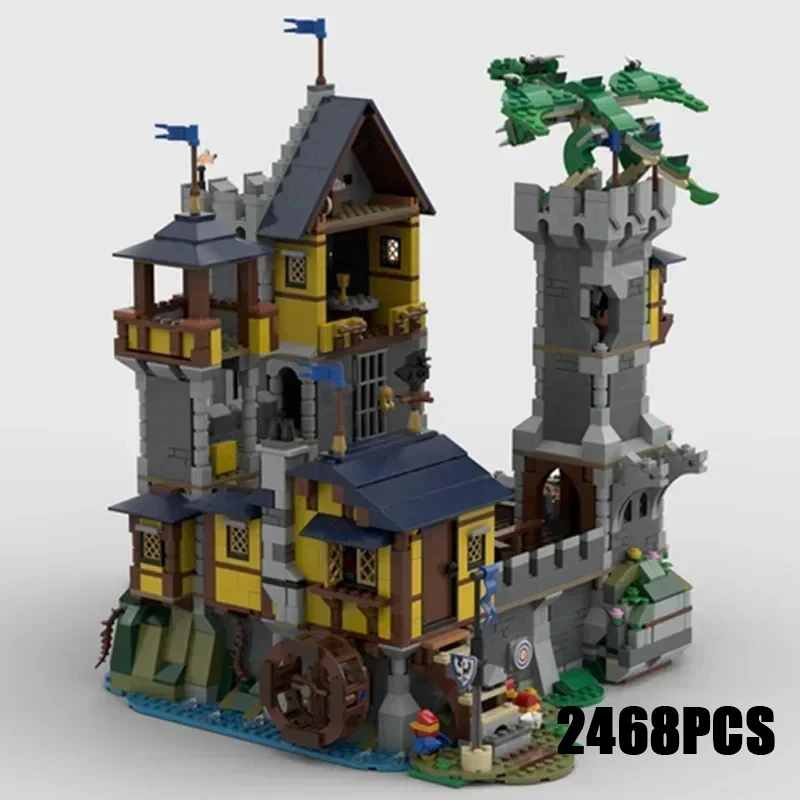 

Military Fortress Model Moc Building Bricks Blue Knights Castle Technology Modular Blocks Gifts Christmas Toys DIY Sets Assembly