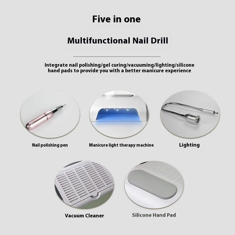 All-in-One-Nagelstudio-Set: UV-Lampe, Nagellackentferner, Polierer und Hochleistungsstaubsauger