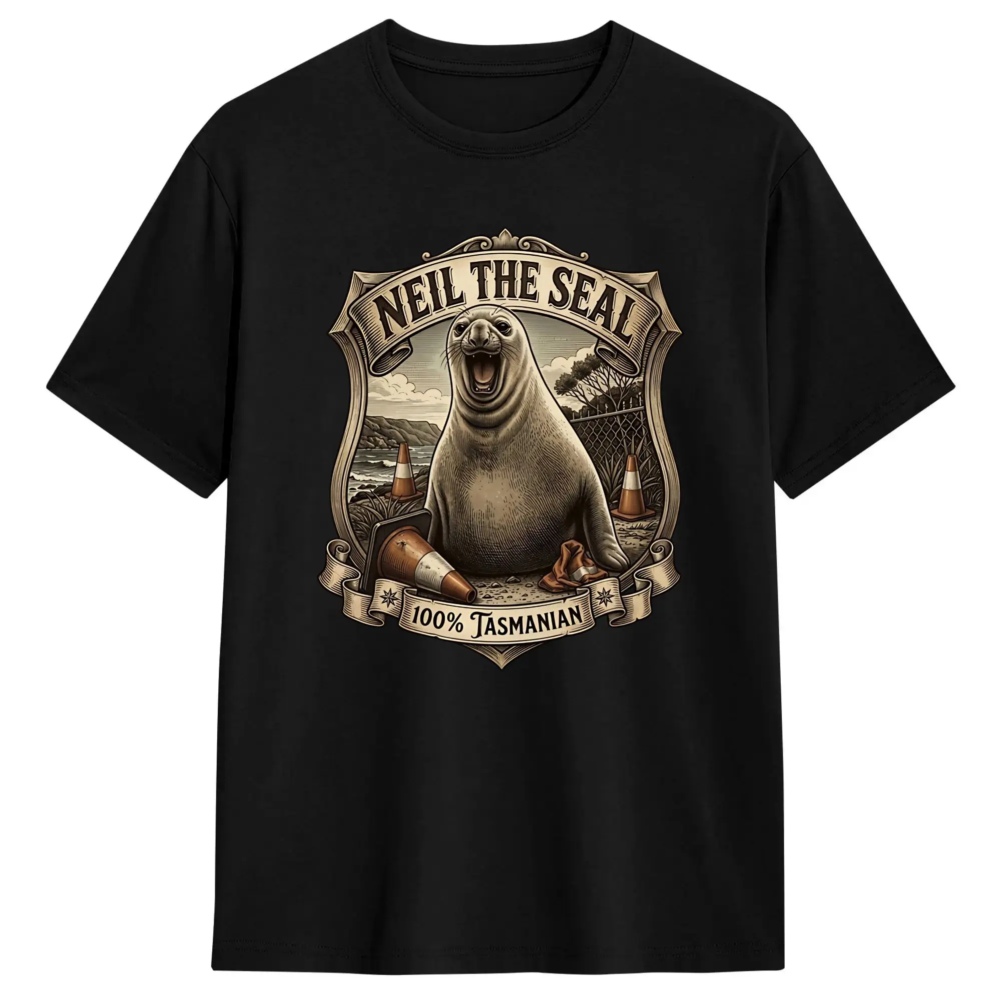 Vintage T Shirt Summer Neil the Seal  Hip Hop T Shirts  Cotton Tshirt for Men Y2K Classic Short Sleeve Top Tees