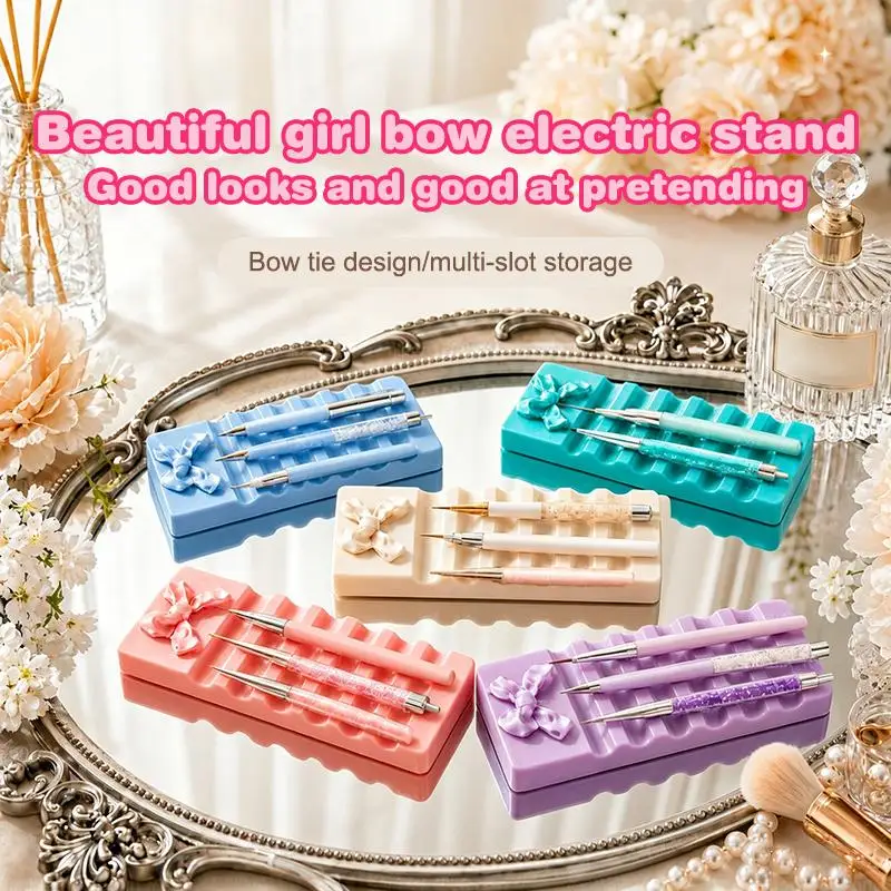 Cute Bow Design Nail Art Pen Rack Storage Shelf Pen Holder Organize Display Or Home DIY Manicure And Nail Salons Use