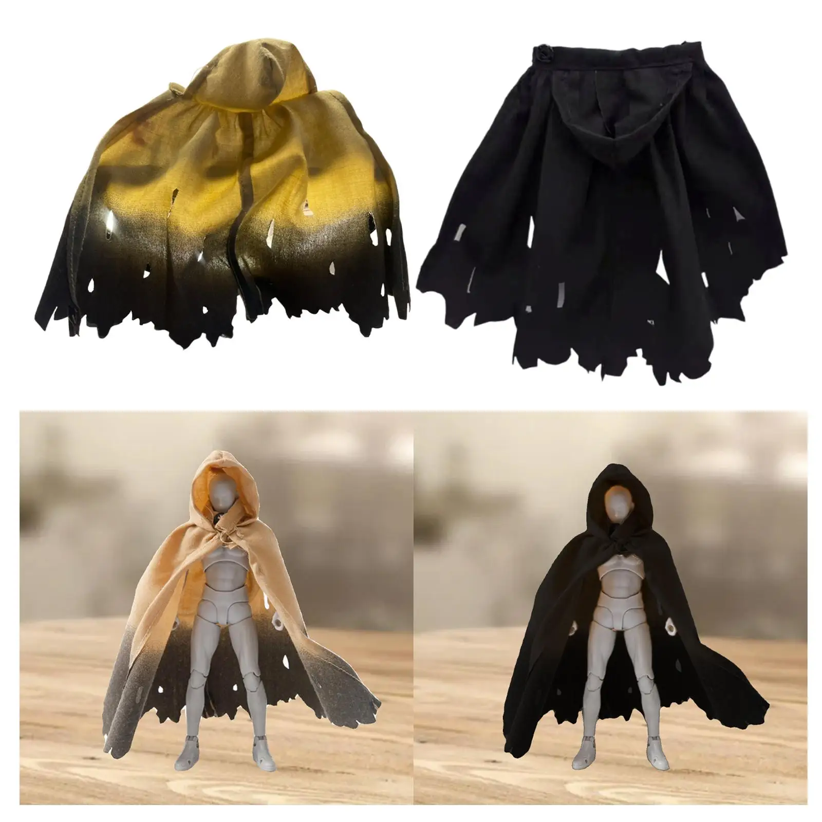 

1:12 Scale Action Figure Clothes Cape with Hat Trendy Fabric Men Women Doll Costume Figure Accessories for 6 inch Action Figures