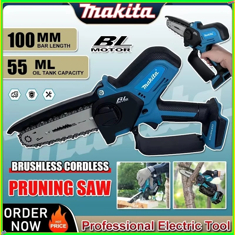 makita-brushless-cordless-chain-saw-20mm-stroke-80m-s-speed-anti-flyingsplash-baffle-automatic-lubrication-for-garden-pruning