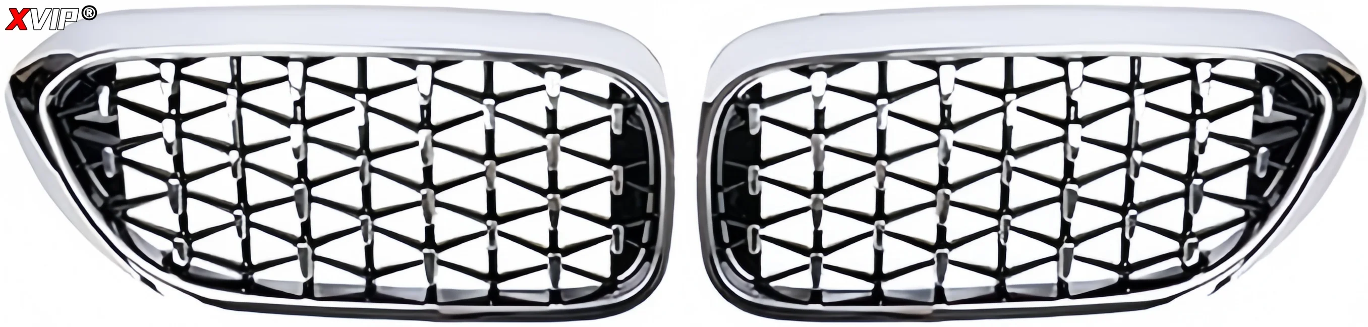 XVIP Glossy Black Front Kidney Grilles For BMW 5-Series G30/G31/G38 530i 540i 550i 2018-2020 Diamonds Style Double Slat Grilles