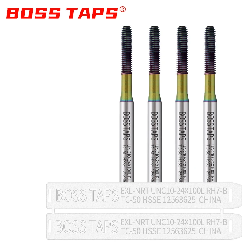 BOSS TAPS HSSE-M42 JIS Standard Long Shank 100L Roll Forming Tap UNC 2-56 4-40 6-32 1/4 UNF 0-80 10-32 Machine Screw Thread Taps