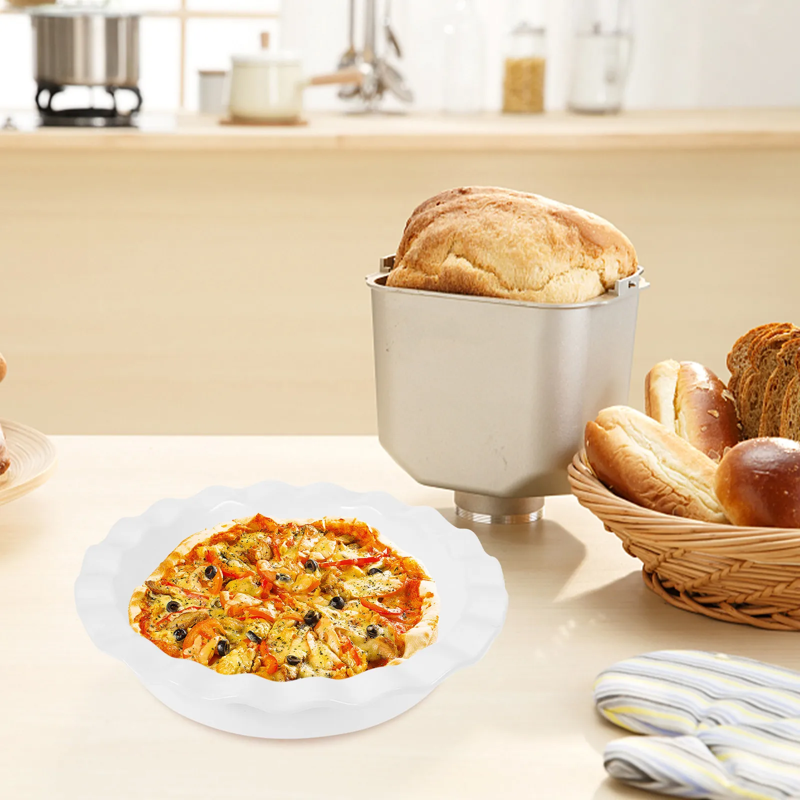 

Round Ceramic Baking Pan Nonstick Deep Pie Dish Pizza Plate Cake Pan Tarts Quiche Oven Plate Crisper Bakeware Lasting Heat