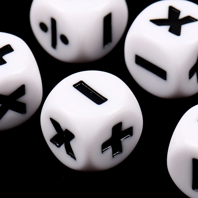 6 Stück Addition Subtraktion Multiplikation Division Symbol Würfel Betrieb Requisiten