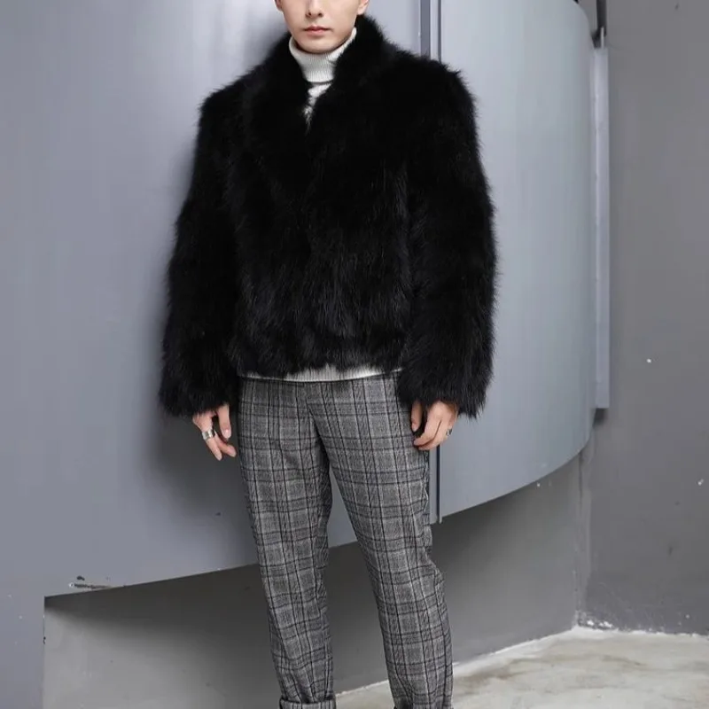 Men's Winter Tops Coat Faux Fur Eco Thickened Warm Vintage Simple Comfortable Loose Casual Design Fashion Soft Niche Versatile