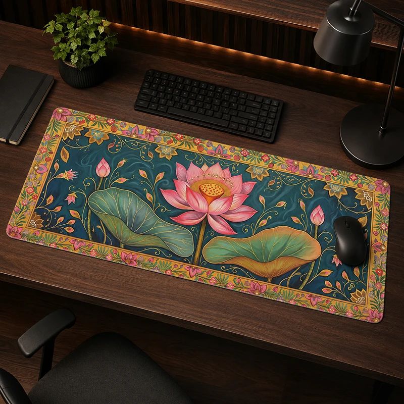 Mouse Pad Gaming Vintage Lotus printon demand Large Custom Computer Mousepad XXL keyboard pad Non-Slip Office Carpet Mice Pad