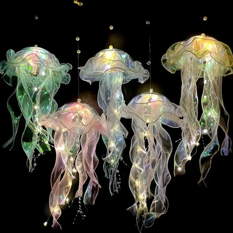 

16*50cm Colorful DIY glowing jellyfish night light girls room hanging decorative Pendent