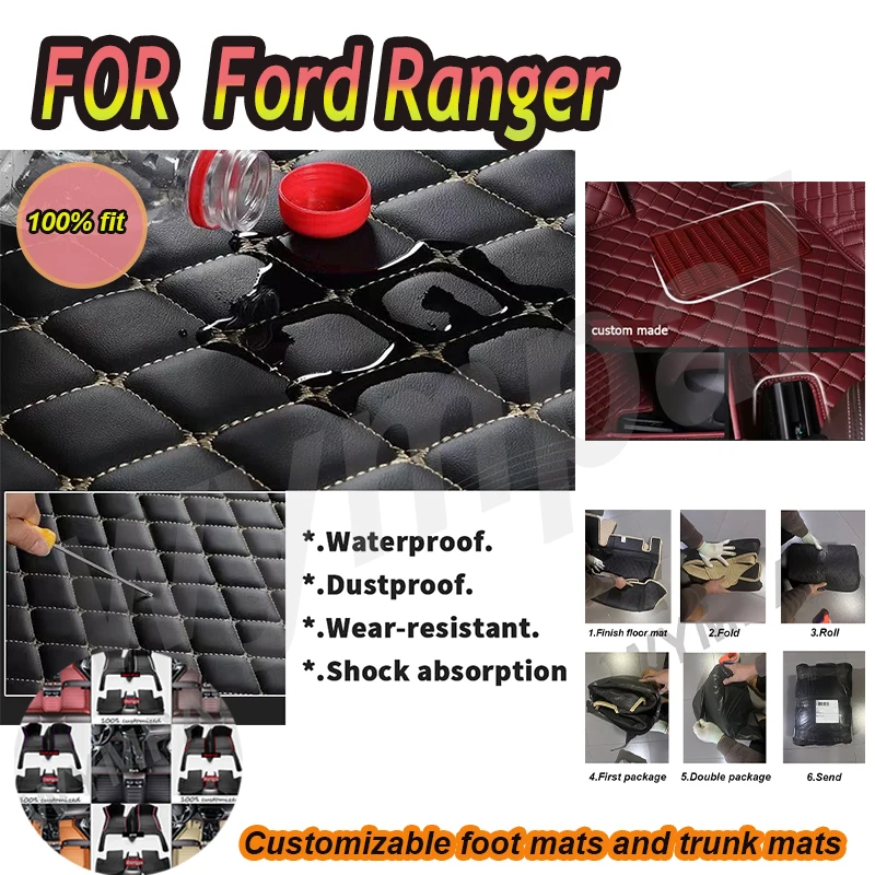 

Роскошные автомобильные коврики на заказ для Ford Ranger 2010 2011 2012 2013 2014, роскошные кожаные автомобильные коврики