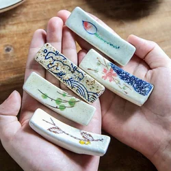 4 Pack Porcelain Chopstick Holder with Spoon Rest Ceramic Tableware Organizer for Home and Restaurant