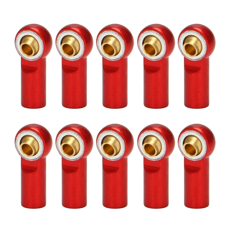 10Pcs M3 Ball Joint Link Bar Rod Seals Ball Head Tie Rod End For 1/10 Rc Truck Car Truck Buggy Red