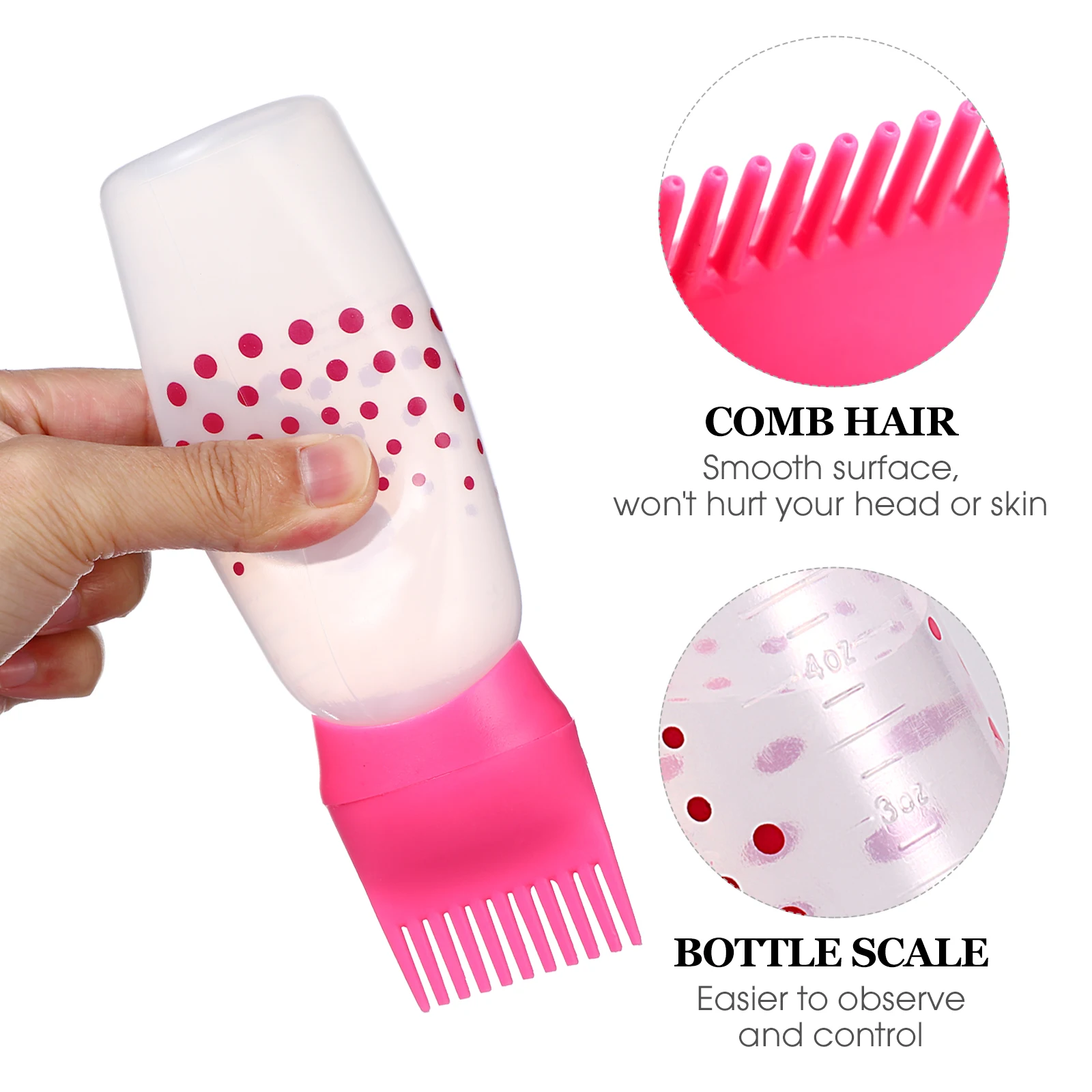 

2 Pcs Hair Dyeing Bottles Dry Cleaning Bottle Comb Applicator Plastic Lightweight Home Salon Even Color Distribution