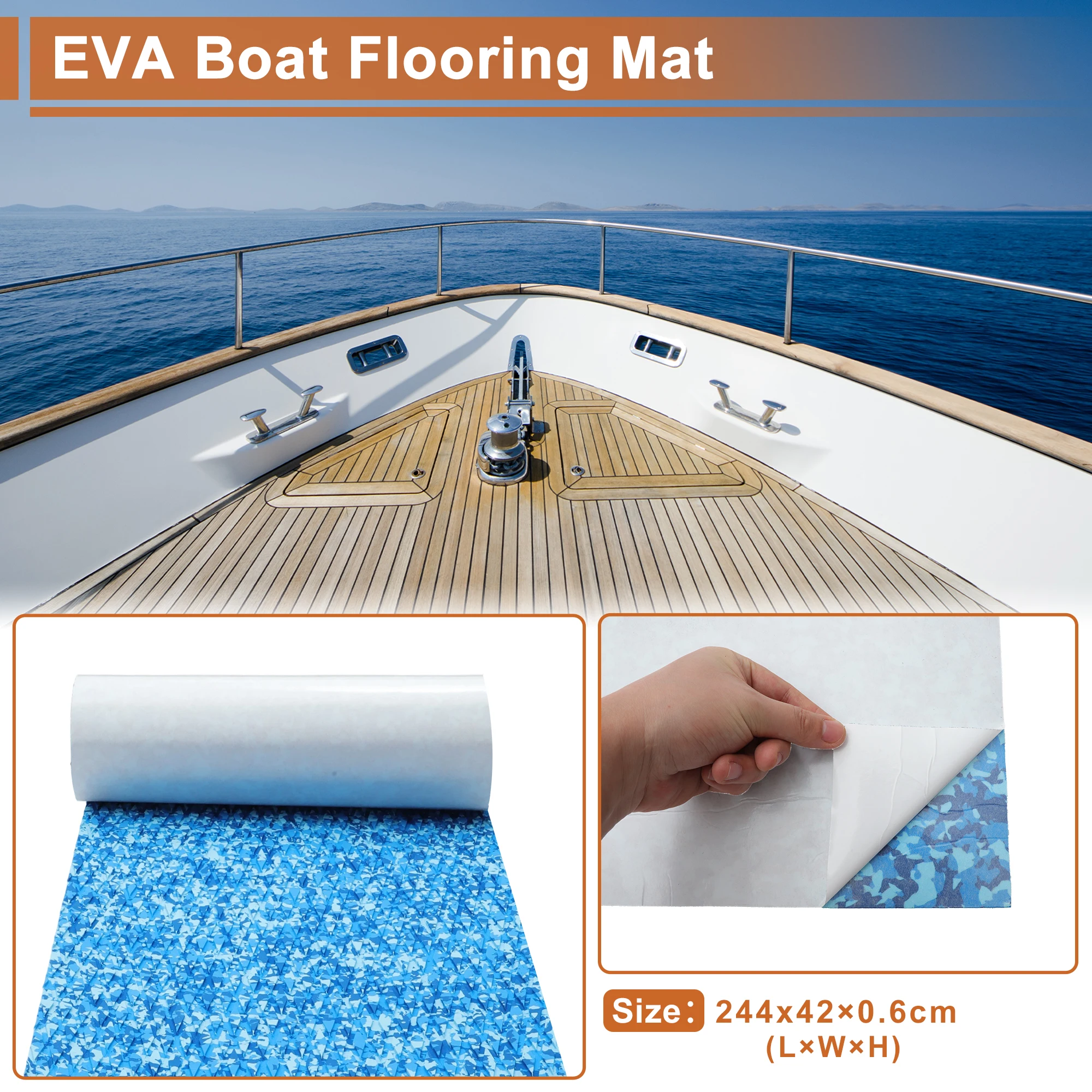 

Накладка из ЭВА-пены UXCELL 244x42мм*6мм для палубы лодки, самоклеящаяся, для каяков, рыболовных судов, яхт, противоскользящая