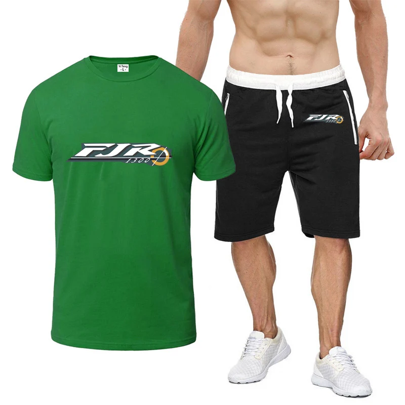 

FJR 1300 Motorcycle 2025 Man's Harajuku New Styl Nine Color Short Sleeved Suit Summer T-Shirt Casual Shorts 2-piece Set