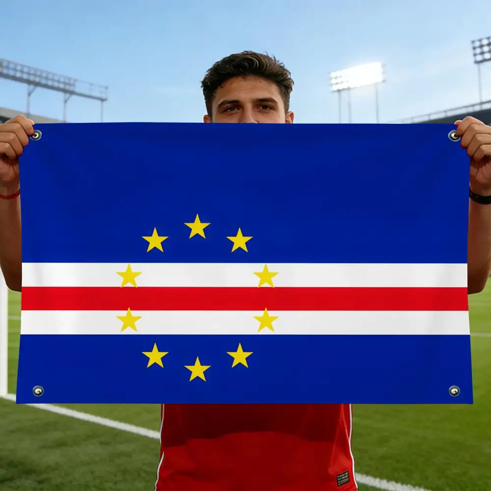 Cape verde Flags Horizontal High Density Knitted Fabric European Simple For Durable Outdoor Indoor Use