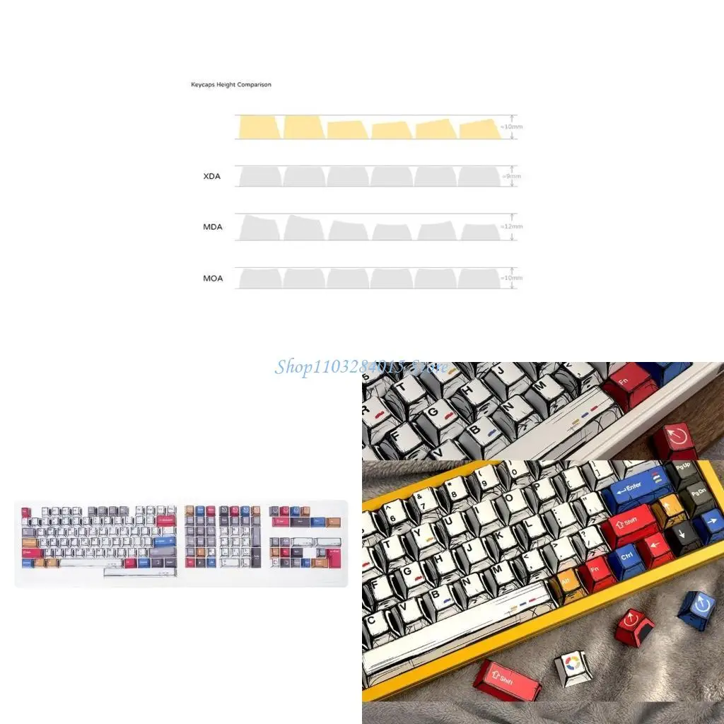 

R6FF 136Key Colorful Keycap Set For Gamers Designers For Mechanial Keyboards Keycaps