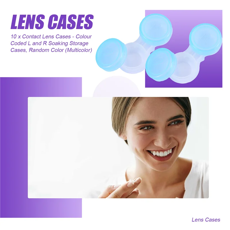 10 футляров для контактных линз — футляры для хранения L и R с цветовой кодировкой, случайный цвет (разноцветные)