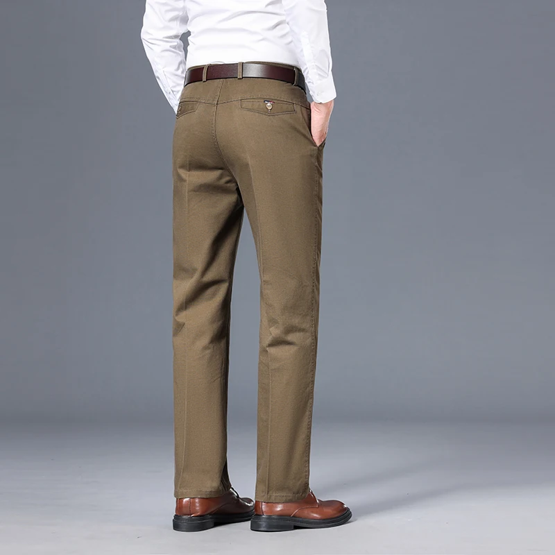 High Quality  Mens Business Casual Pants Solid Thin Slim Fit Elastic Waist Slacks Male Vintage Streetwear Trousers