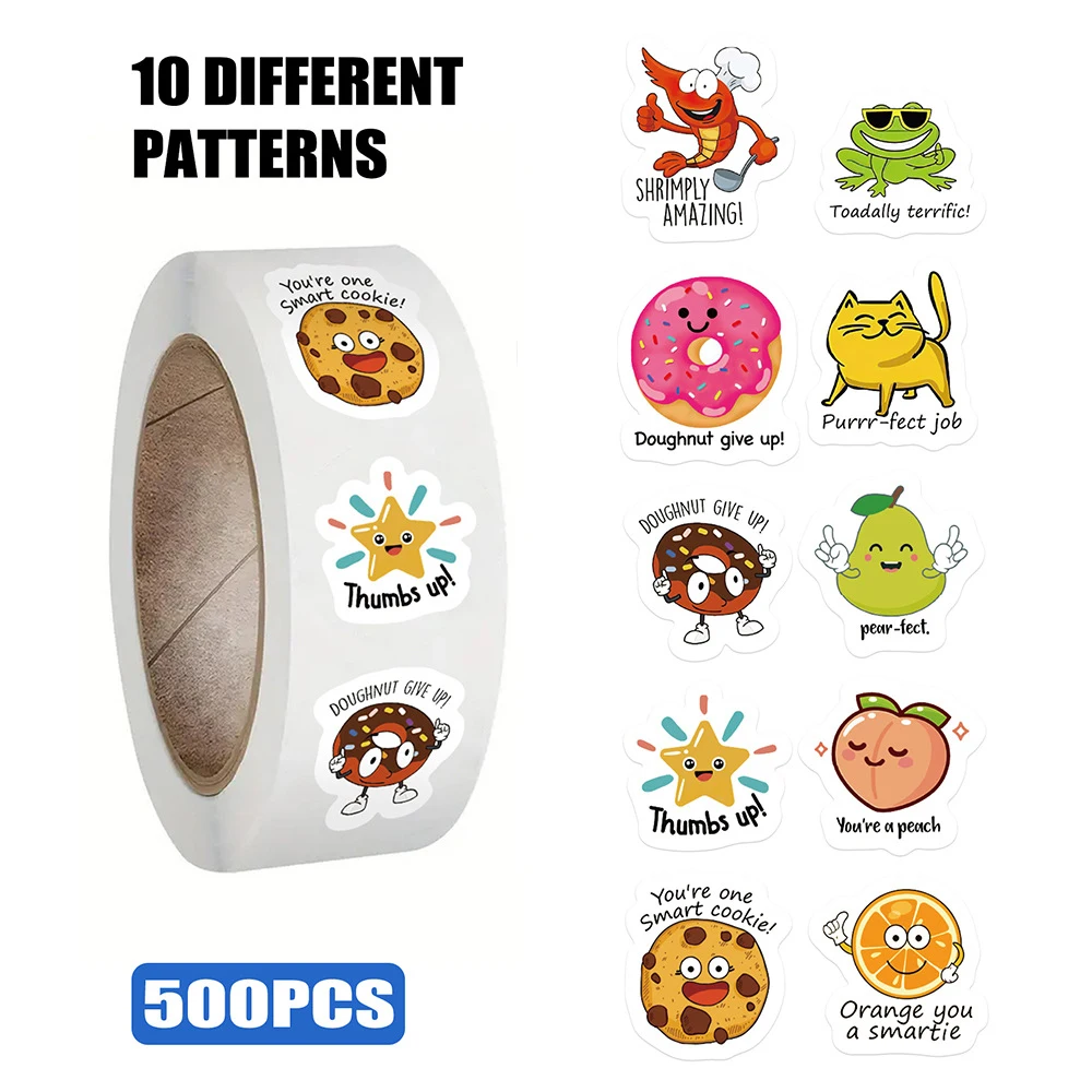 500Pcs Cute Inspirational Cartoon Reward Stickers for Kids Toys DIY Notebook Stationery Phone Motivational Phrases Decals Gifts