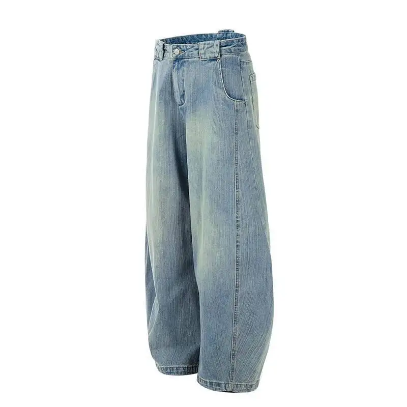 نمط الرجال السراويل الدنيم الأمريكية البرق نمط التدرج اللون السراويل مستقيم واسعة الساق فضفاضة الذكور الجينز الصيف FBUQ #4