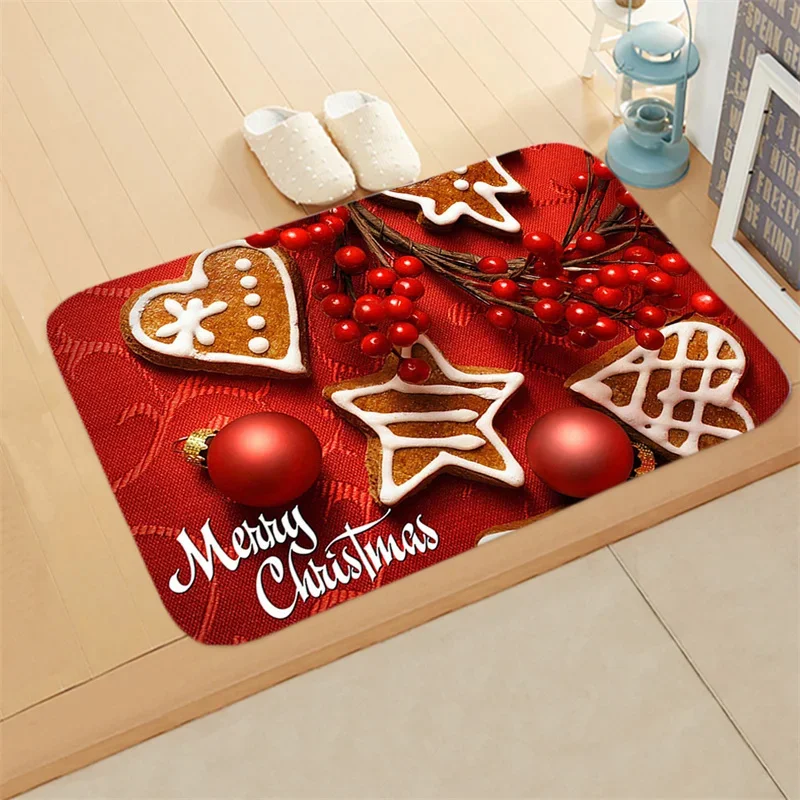 Merry Christmas Doormat Decorative Holiday Front Door Mat Funny Cartoon Character Felt Door Rugs for Indoor Outdoor Carpet