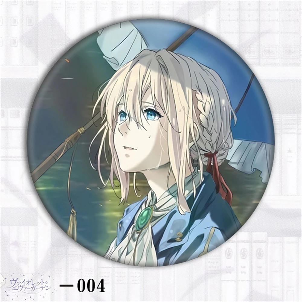 58mm Anime Violet Evergarden Violet Evergarden  Cosplay COSTUME Badge Pin SPTE Tinplate Brooch﻿ Prop Gilf