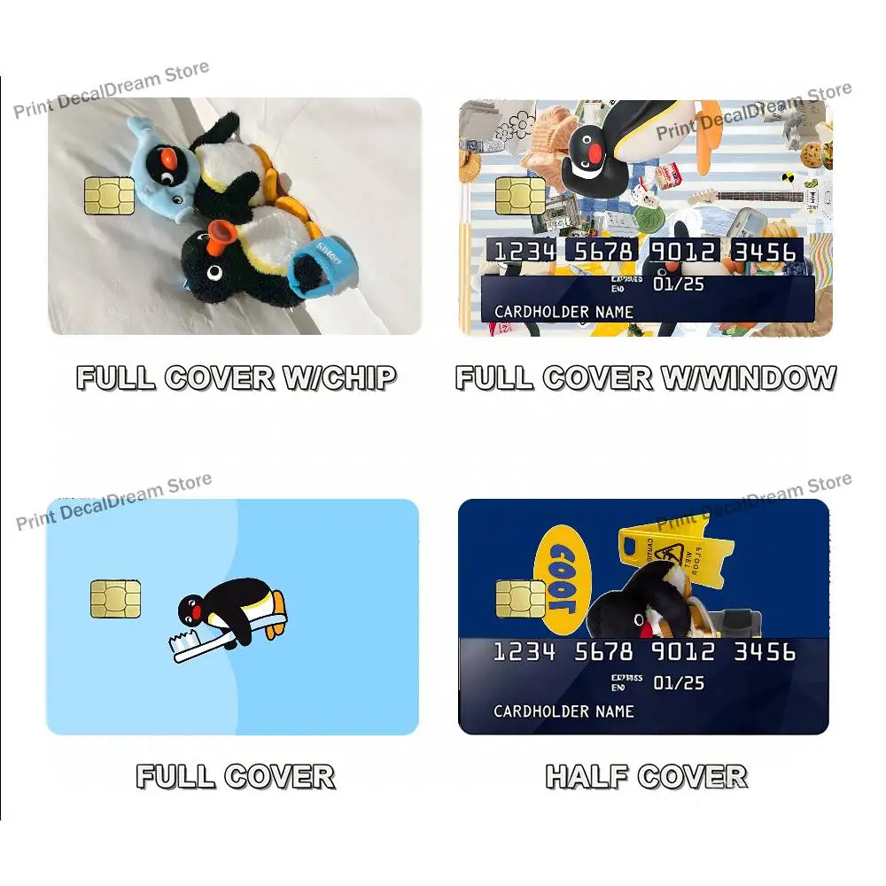Cute P-Pingu Card Stickers Credit Visa Debit Bank Charge Card Bus Metro Waterproof Sticker Decal